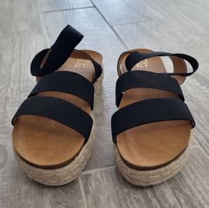 Yoki, 6.5, Black, Platform Sandal